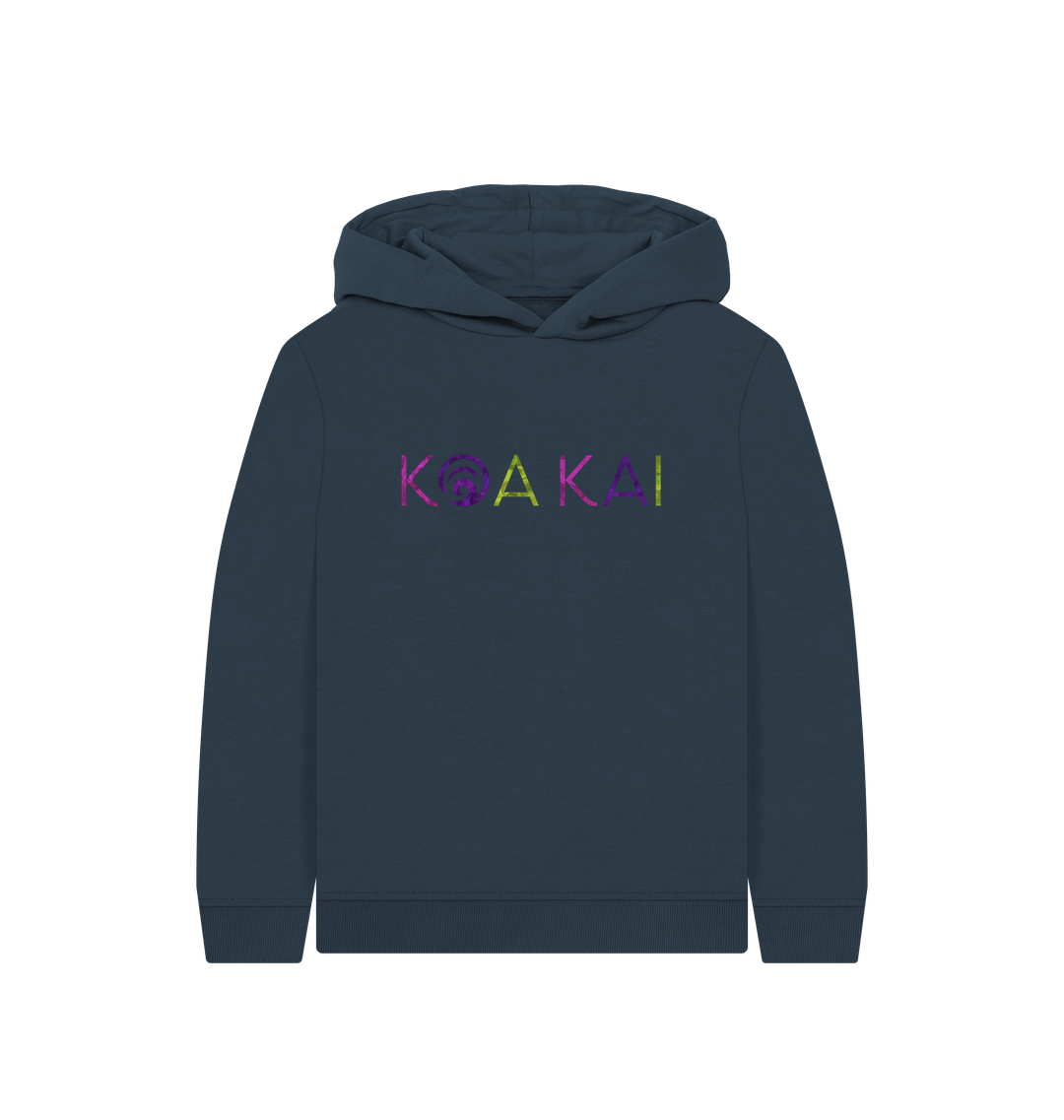 Navy Blue Printed Kids Hoodie Front